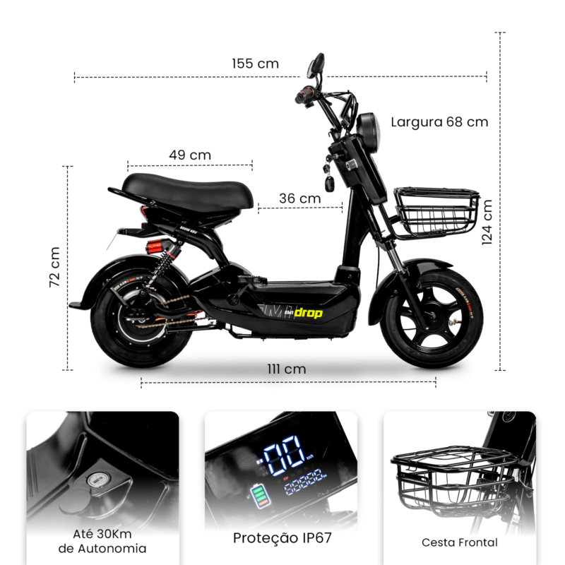 Scooter Eletrica EM1 Preta 2 12Ah Web